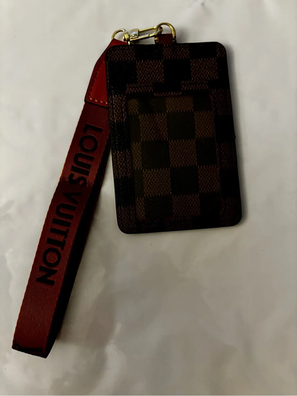 New !! Brown Check Card Holder Lanyard